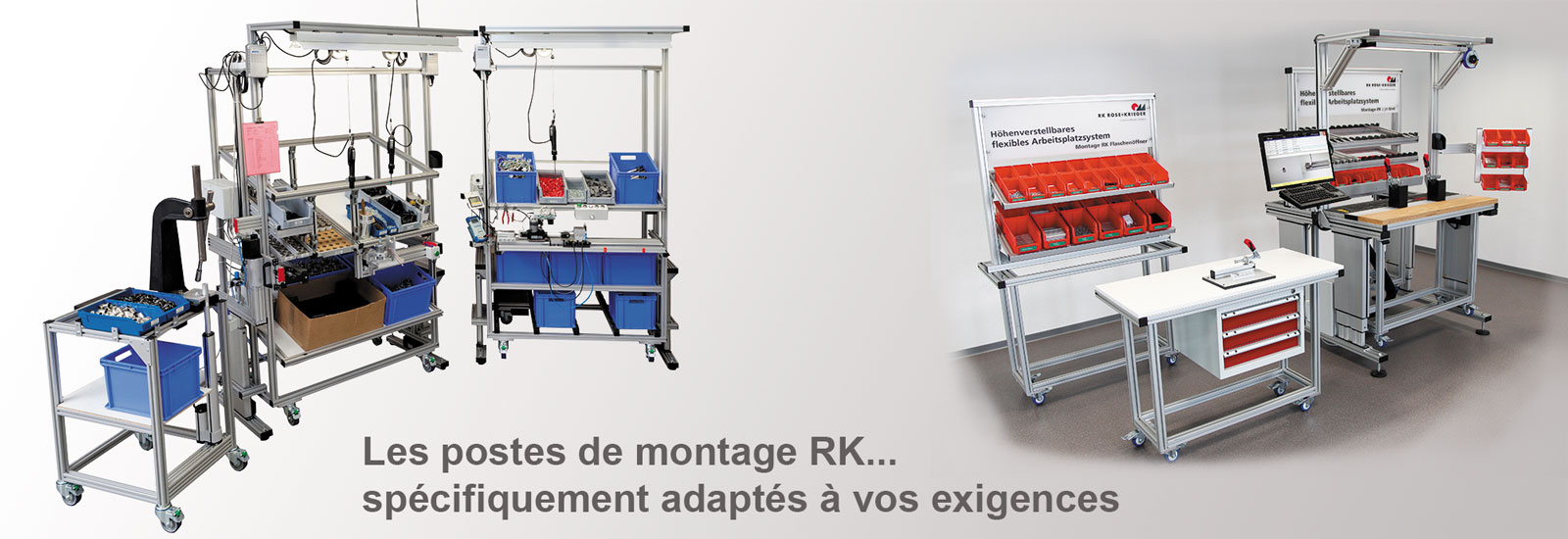 Les postes de montage doivent être adaptés de façon optimale aux processus. RK propose pour cela un large choix de systèmes d’assistance (Pick-to-Light, Poka Yoke, systèmes de caméras, cobots).