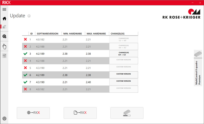 RKX is the tool for updating the software version of your controllers