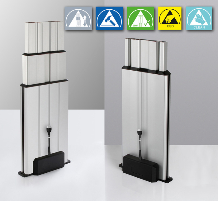 Starke Leistung für spezifische Anwendungsfelder: die elektrischen Hubsäule Multilift II (r.) und seine teleskopierende Variante, der Multilift II telescope (l.)